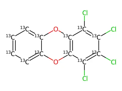 Dibenzo(b,e)(1,4)dioxin-13C12, 1,2,3,4-tetrachloro- structure