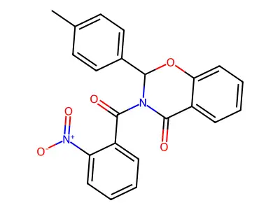 4H-1,3-Benzoxazin-4-one, 2,3-dihydro-2-(4-methylphenyl)-3-(2-nitrobenzoyl)- structure