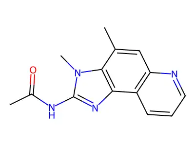 2-Acetylamino-3,4-dimethylimidazo(4,5-f)quinoline structure