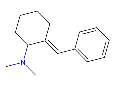 (2E)-2-benzylidene-N,N-dimethylcyclohexan-1-amine structure