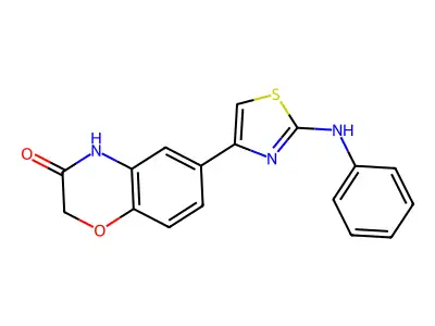 2H-1,4-Benzoxazin-3(4H)-one, 6-(2-(phenylamino)-4-thiazolyl)- structure