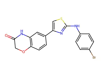 2H-1,4-Benzoxazin-3(4H)-one, 6-(2-((4-bromophenyl)amino)-4-thiazolyl)- structure