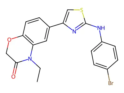 2H-1,4-Benzoxazin-3(4H)-one, 6-(2-((4-bromophenyl)amino)-4-thiazolyl)-4-ethyl- structure