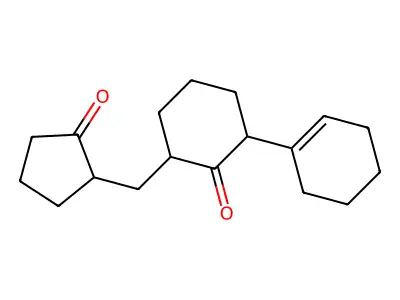 Cyclohexanone, 2-(1-cyclohexen-1-yl)-6-[(2-oxocyclopentyl)methyl]- structure