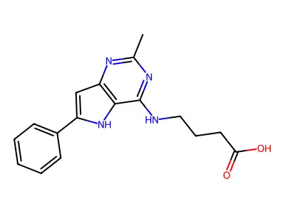 Butanoic acid, 4-((2-methyl-6-phenyl-5H-pyrrolo(3,2-d)pyrimidin-4-yl)amino)- structure
