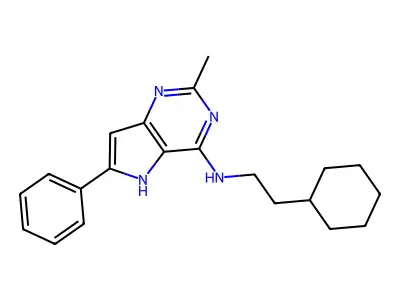 5H-Pyrrolo(3,2-d)pyrimidin-4-amine, N-(2-cyclohexylethyl)-2-methyl-6-phenyl- structure