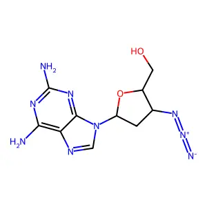 3'-Azido-2,6-diaminopurine-2',3'-dideoxyriboside structure