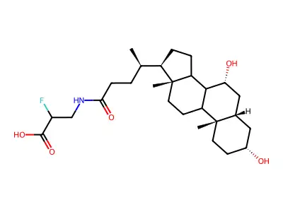 N-chenodeoxycholyl-2-fluoro-beta-alanine structure