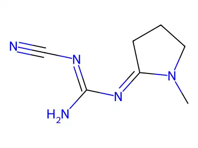 2-Cyano-1-(1-methylpyrrolidin-2-ylidene)guanidine structure