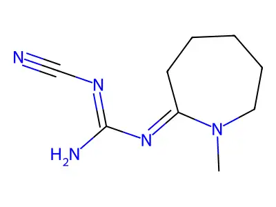 2-Cyano-1-(1-methylazepan-2-ylidene)guanidine structure