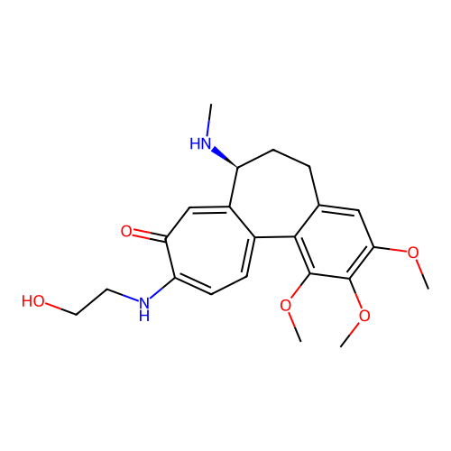 (7S)-10-[(2-hydroxyethyl)amino]-1,2,3-trimethoxy-7-(methylamino)-6,7-dihydrobenzo[a]heptalen-9(5H)-one structure