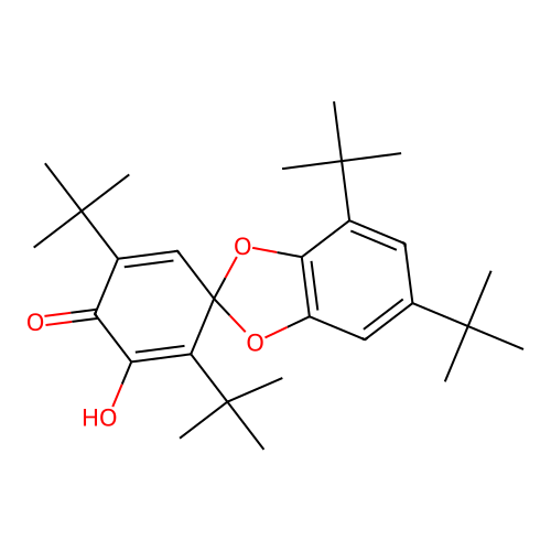 2',4,5',6-tetra-tert-butyl-3'-hydroxy-4'H-spiro[1,3-benzodioxole-2,1'-cyclohexa[2,5]dien]-4'-one structure