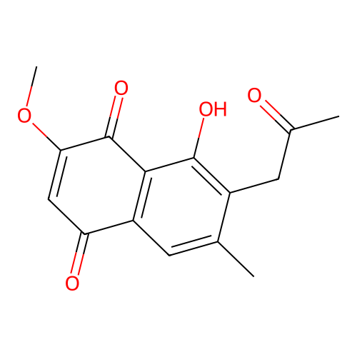 8-Hydroxy-2-methoxy-6-methyl-7-(2-oxopropyl)naphthalene-1,4-dione structure