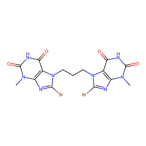 7,7'-(propane-1,3-diyl)bis(8-bromo-3-methyl-1H-purine-2,6(3H,7H)-dione) structure