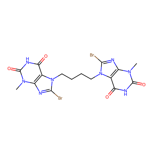 7,7'-(butane-1,4-diyl)bis(8-bromo-3-methyl-1H-purine-2,6(3H,7H)-dione) structure