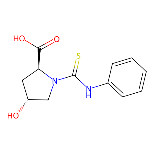 (2S,4R)-4-hydroxy-1-(phenylcarbamothioyl)pyrrolidine-2-carboxylic acid structure