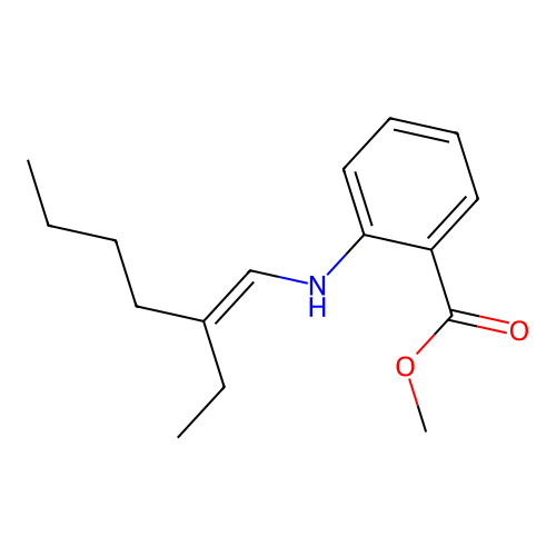 (E)-methyl 2-((2-ethylhex-1-en-1-yl)amino)benzoate structure