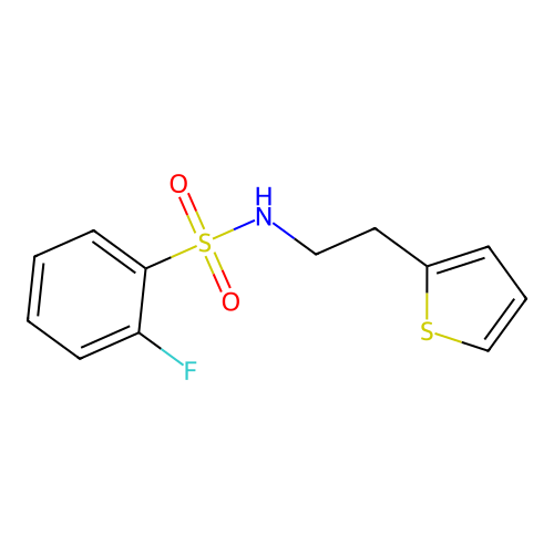 2-fluoro-N-[2-(2-thienyl)ethyl]benzenesulfonamide structure