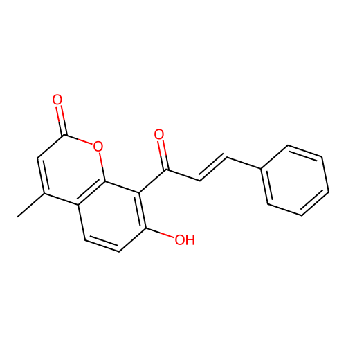 8-cinnamoyl-7-hydroxy-4-methyl-2H-chromen-2-one structure