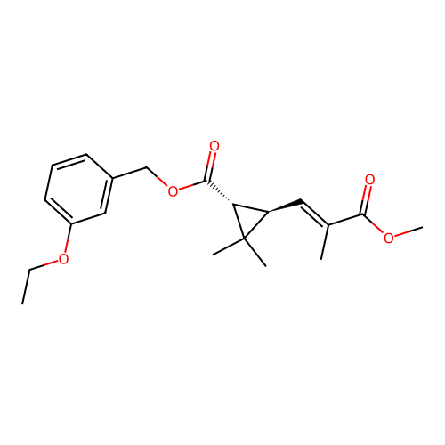 Cyclopropanecarboxylic acid, 3-(3-methoxy-2-methyl-3-oxo-1-propenyl)-2,2-dimethyl-, (3-ethoxyphenyl)methyl ester, (1R-(1alpha,3beta(E)))- structure