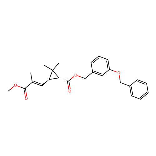 Cyclopropanecarboxylic acid, 3-(3-methoxy-2-methyl-3-oxo-1-propenyl)-2,2-dimethyl-, (3-(phenylmethoxy)phenyl)methyl ester, (1R-(1alpha,3beta(E)))- structure