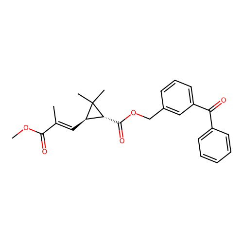 Cyclopropanecarboxylic acid, 3-(3-methoxy-2-methyl-3-oxo-1-propenyl)-2,2-dimethyl-, (3-benzoylphenyl)methyl ester, (1R-(1alpha,3beta(E)))- structure