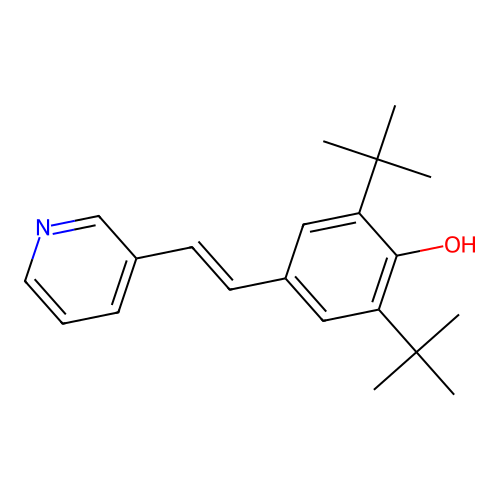 2,6-Di-tert-butyl-4-(2-(3-pyridinyl)ethenyl)phenol structure