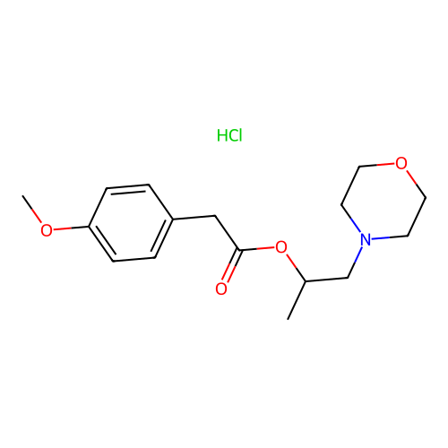 1-Morpholinopropan-2-yl 2-(4-methoxyphenyl)acetate hydrochloride structure