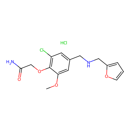 2-(2-chloro-4-(((furan-2-ylmethyl)amino)methyl)-6-methoxyphenoxy)acetamide hydrochloride structure
