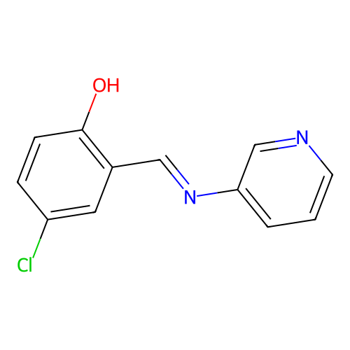 2-((1E)-2-(3-pyridyl)-2-azavinyl)-4-chlorophenol structure
