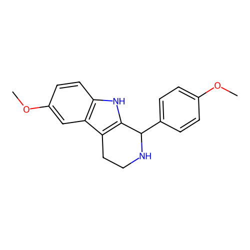 6-methoxy-1-(4-methoxyphenyl)-2,3,4,9-tetrahydro-1H-beta-carboline structure
