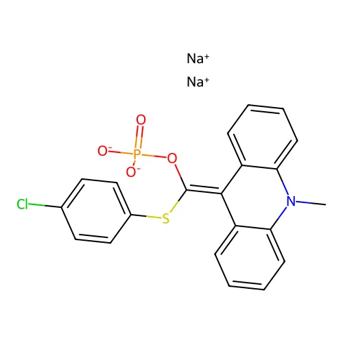 钠 ((4-氯苯基)硫代)(10-甲基吖啶-9(10H)-亚基)甲基磷酸盐 structure