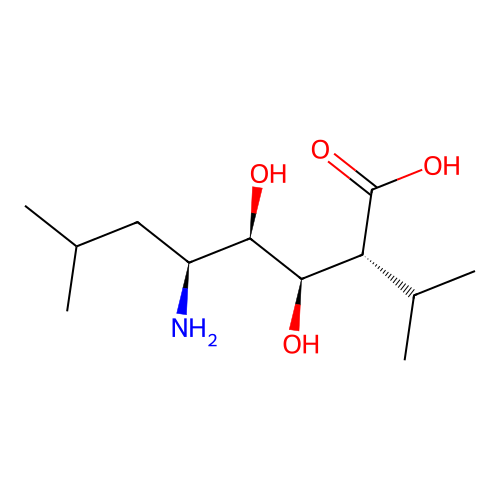 5-Amino-3,4-dihydroxy-2-isopropyl-7-methyloctanoic acid structure