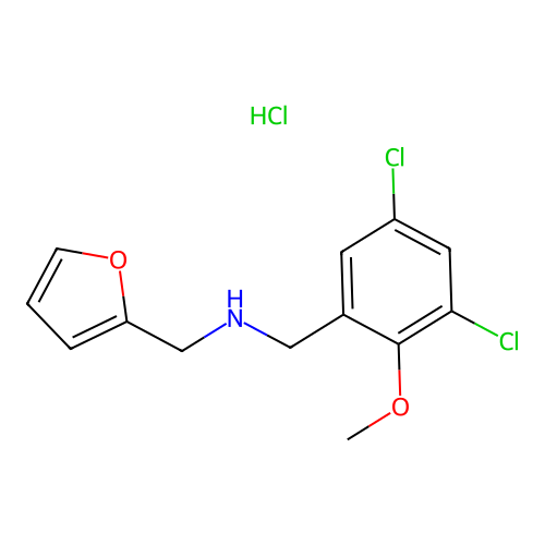 N-(3,5-dichloro-2-methoxybenzyl)-1-(furan-2-yl)methanamine hydrochloride structure
