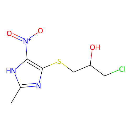 1-Chloro-3-(2-methyl-5-nitro-3H-imidazol-4-ylsulfanyl)-propan-2-ol structure