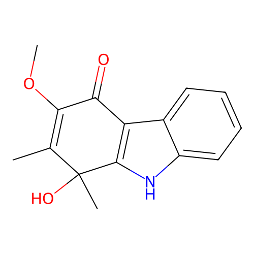 1-hydroxy-3-methoxy-1,2-dimethyl-9H-carbazol-4-one structure