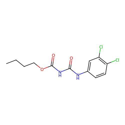 Butyl (3,4-dichloroanilino)carbonylcarbamate structure