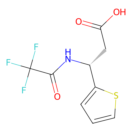 (3R)-3-thiophen-2-yl-3-[(2,2,2-trifluoroacetyl)amino]propanoic acid structure