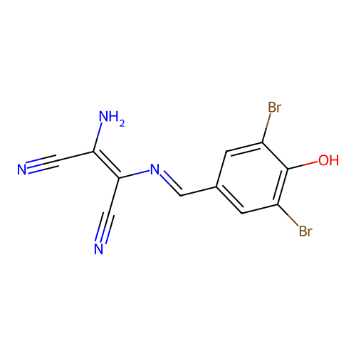 2-Amino-1-(1-aza-2-(3,5-dibromo-4-hydroxyphenyl)vinyl)ethene-1,2-dicarbonitrile structure