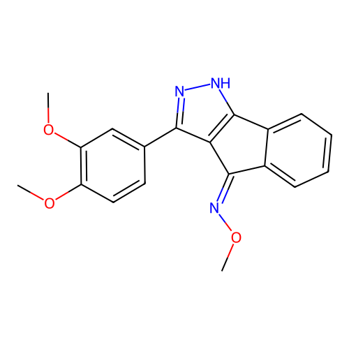 4-(4-(Methoxyimino)indeno[2,3-D]pyrazol-3-YL)-1,2-dimethoxybenzene structure