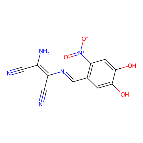 2-Amino-1-(1-aza-2-(3,4-dihydroxy-6-nitrophenyl)vinyl)ethene-1,2-dicarbonitrile structure