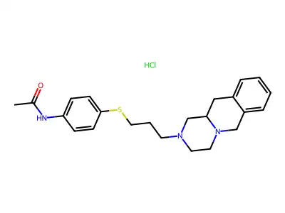 Acetamide, N-(4-((3-(1,3,4,6,11,11a-hexahydro-2H-pyrazino(1,2-b)isoquinolin-2-yl)propyl)thio)phenyl)-, monohydrochloride structure