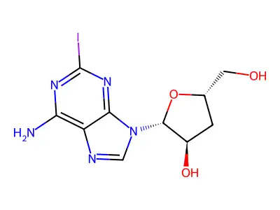 2-Iodo-3'-deoxyadenosine structure