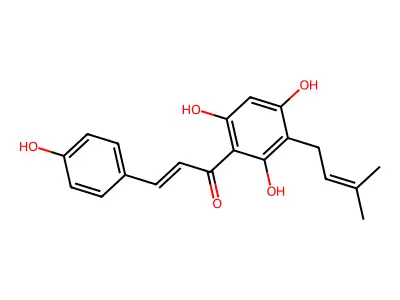 2',4',6',4-Tetrahydroxy-3'-prenylchalcone structure