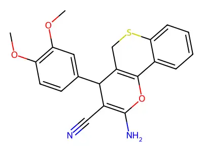 2-Amino-4-(3,4-dimethoxyphenyl)-4H,5H-(1)benzothiopyrano(4,3-b)pyran-3-carbonitrile structure