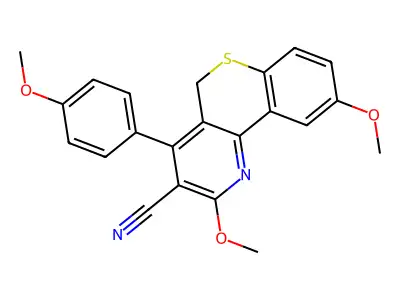 5H(1)-Benzothiopyrano(4,3-b)pyridine-3-carbonitrile, 2,9-dimethoxy-4-(4-methoxyphenyl)- structure