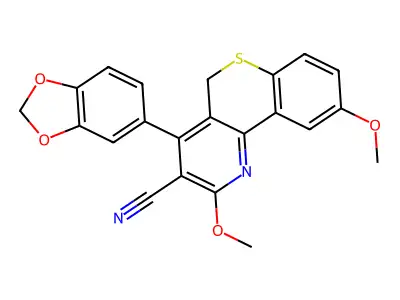 5H-(1)Benzothiopyrano(4,3-b)pyridine-3-carbonitrile, 4-(1,3-benzodioxol-5-yl)-2,9-dimethoxy- structure