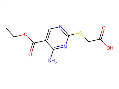 {[4-Amino-5-(ethoxycarbonyl)pyrimidin-2-yl]thio}acetic acid structure