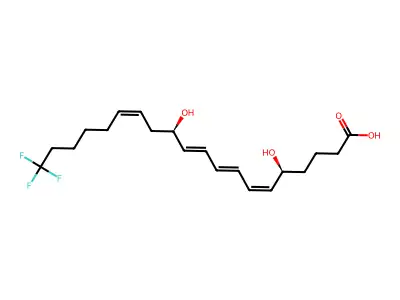 (5S,12R)-20,20,20-Trifluoro-5,12-dihydroxyicosa-6,8,10,14-tetraenoic acid structure