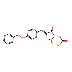 2-(5-(4-(Benzyloxy)benzylidene)-4-oxo-2-thioxothiazolidin-3-yl)acetic acid structure